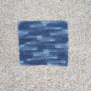 Handmade Crochet Washcloth Face Cloth Blue Camo Variegated Cotton Kitchen‎ Bath